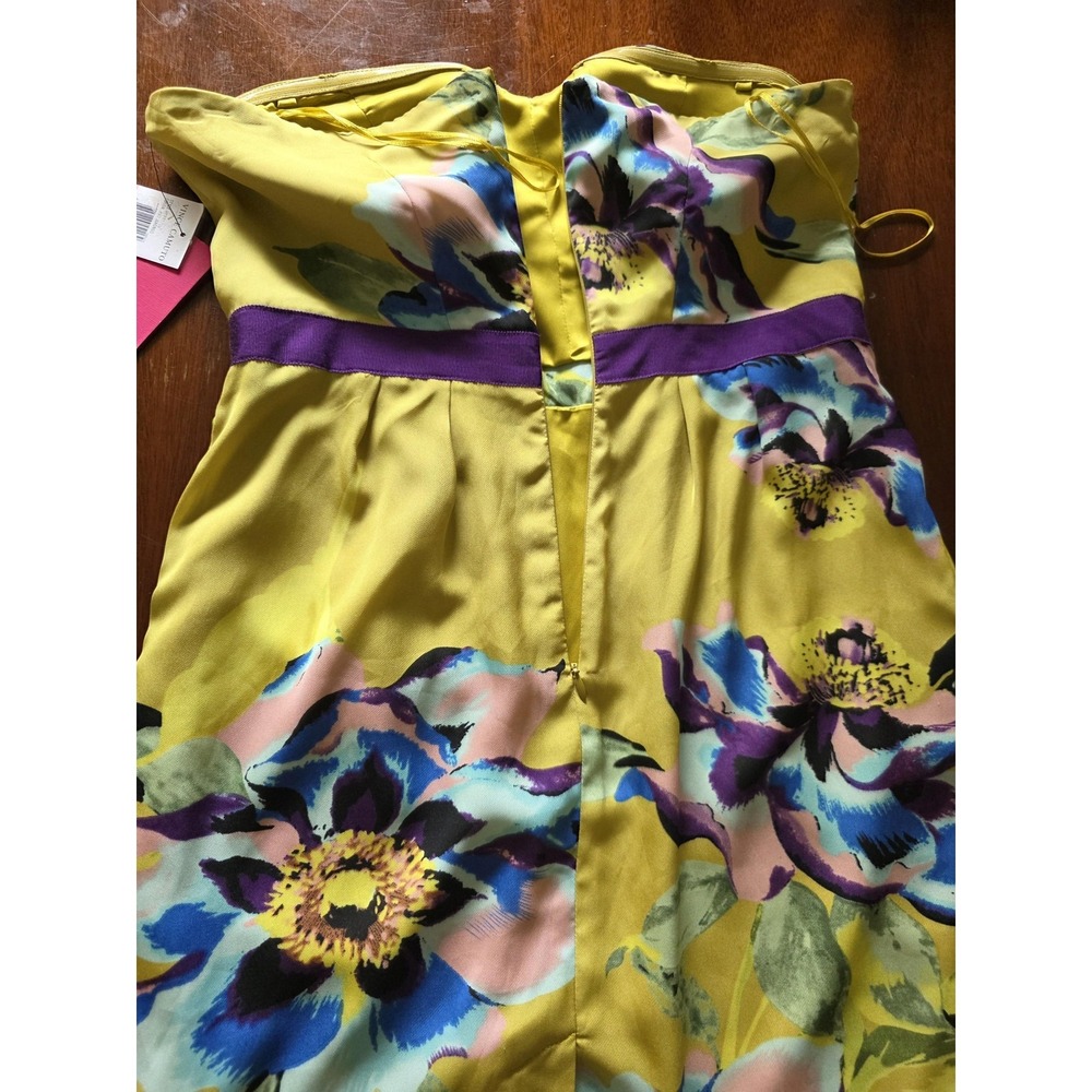 NWT Vince Camuto Dress Womens 10 Green Floral Strapless Pleated Party Cocktail - Picture 8 of 16
